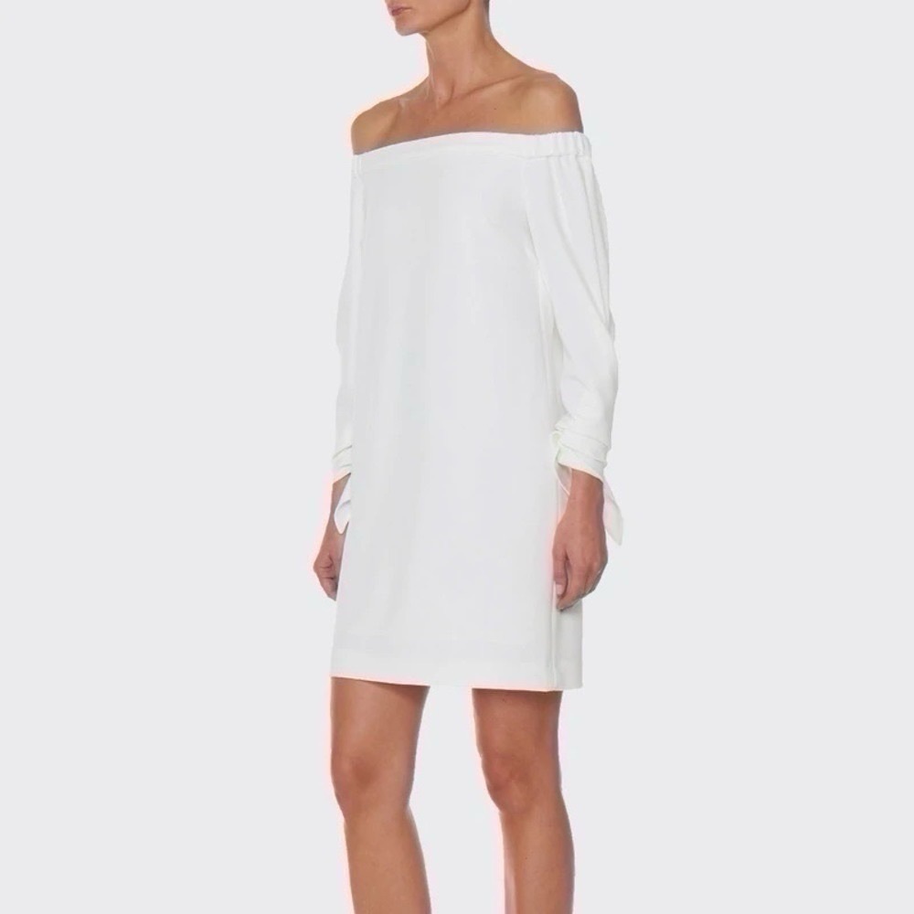 NEW Tibi Women’s Structured Crepe Off-the-Shoulder Dress Ivory Size 2